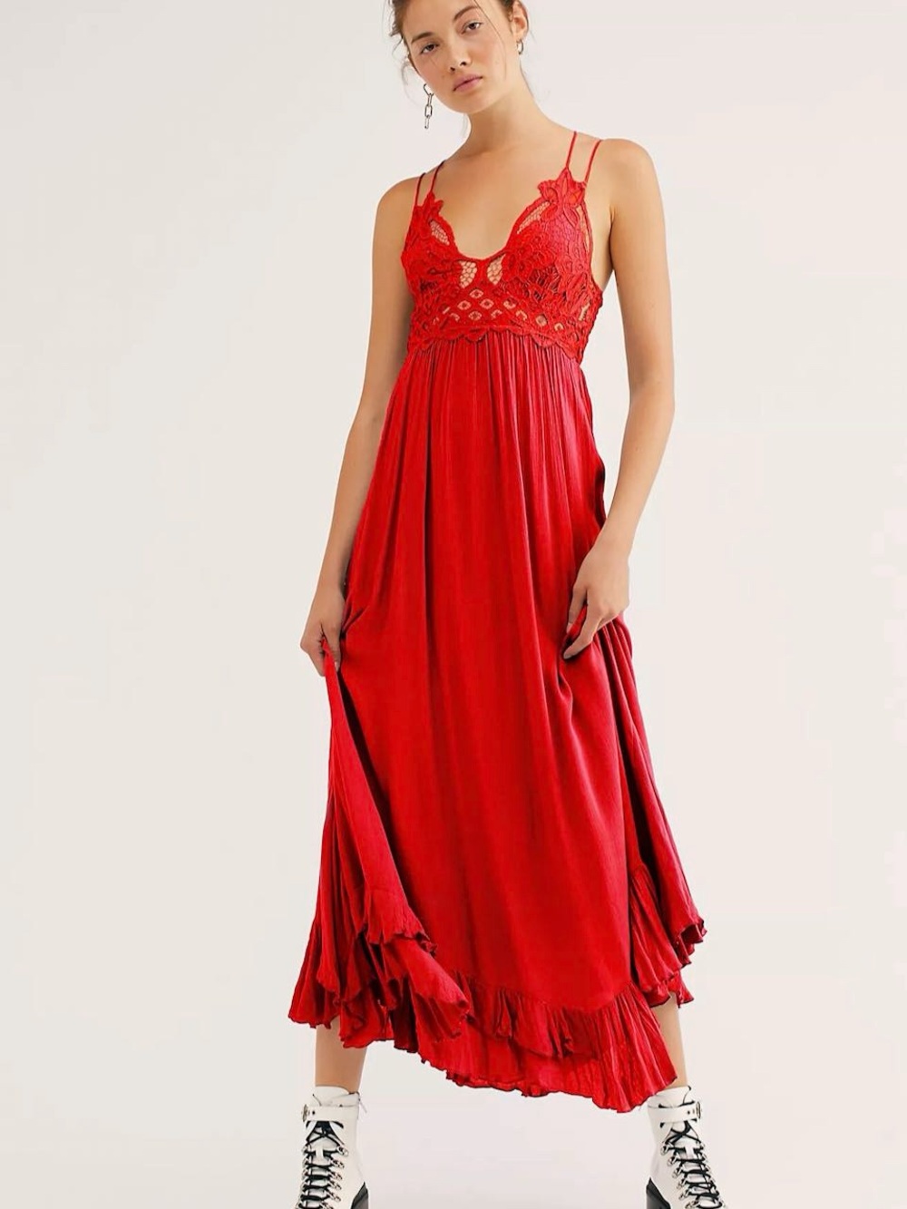 Cherry Free People Adela Maxi Dress
